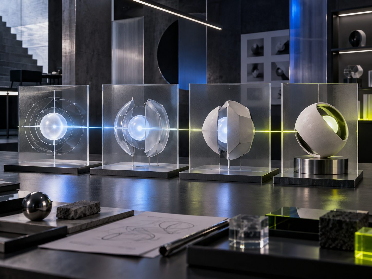 A luminous idea evolving through four physical product prototypes